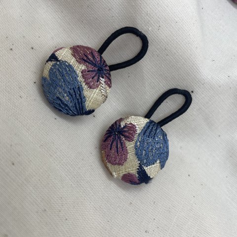 【一点物】インド刺繍リボン　ヘアゴム