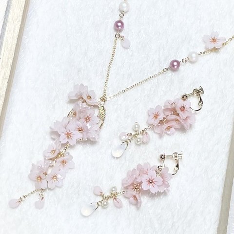 桜満開のネックレス＆イヤリングセット