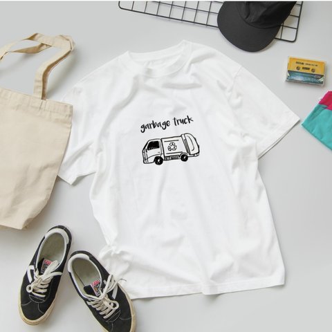 【SUZURIにて販売中！】norimonoシリーズ　garbage truck（清掃車）Tシャツ