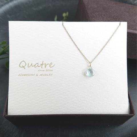 アクアマリン【Aquamarine】 K18 ひと粒ネックレス　マロンカット