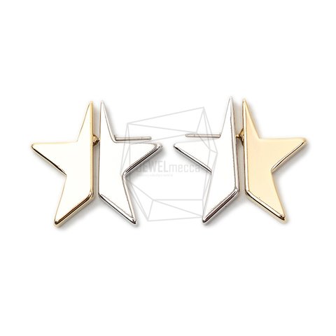 ERG-1458-GR【1セット】スターピアスセット,Star Earring Post,Clutch SET