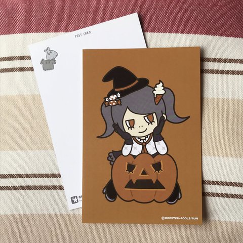 ハロウィンのポストカード -魔女-