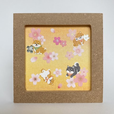 『 柴犬と桜のミニパスシルアート 』 パステルアート原画