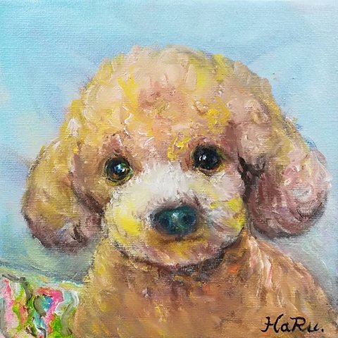 ☆ HaRu わんちゃん 1点物 真作 原画 絵画 油絵 ♪ 