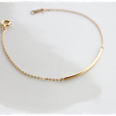 【14kgf bracelet 】シンプルチューブ 繊細チェーン ブレスレット