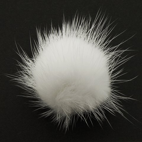 ミンクファー パーツ Ｌサイズ 約45mm 白 ホワイト 半球状 裏に小さなゴムひも付き