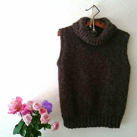 アルパカ☆オフタートルベスト brown【受注作成】