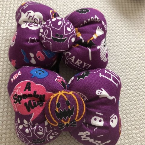 新バージョン！紫ハロウィン♡リボン♡二個450円♡リボン型ゴム！