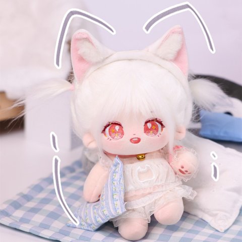 20cm着せ替えぬいぐるみ服 猫の夜セット 着せ替え人形 ぬいぐるみ ぬい服 耳付き しっぽ付き 猫 5点 パジャマ