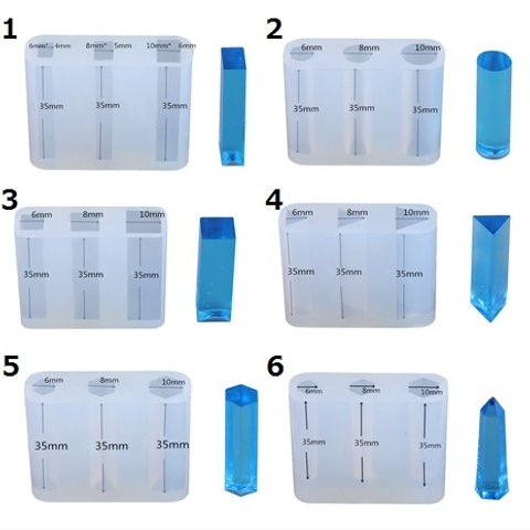 柱モールド　 1個　長方形/正方形/六角形/丸/三角形/水晶ポイント