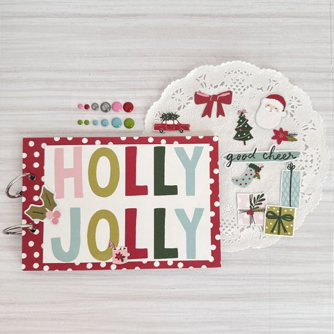 ＊SALE スクラップブッキング　ミニリングアルバム  4×6インチ  HOLLY JOLLY 