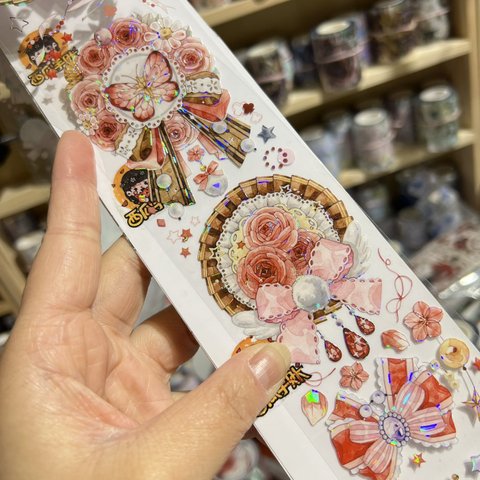 海外PETテープ 切り売り 花 カードパズル/花の祝福 海外マステ コラージュ 貝殻光マスキングテープ フラワー系装飾系