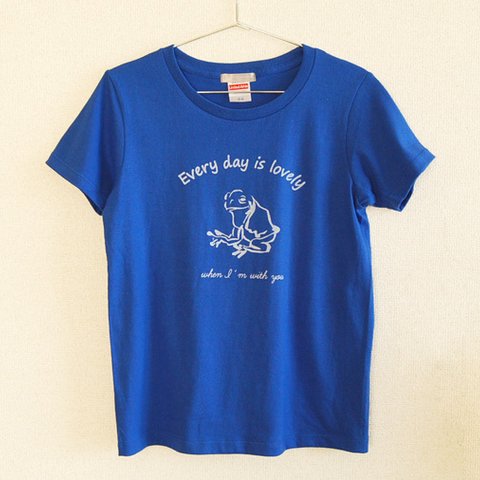 カエルtシャツ　レディース　ブルー 青Tシャツ