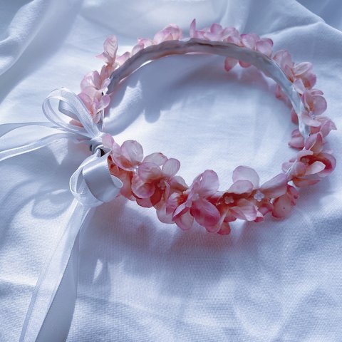 【flower crown clear pink】花冠 ピンク 紫陽花