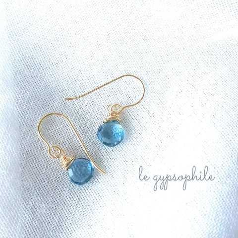 K14gf  宝石質 ロンドンブルートパーズ ピアス londonblue topaz pierced earrings