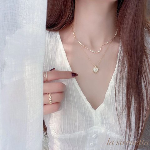 pre order ＊ heart fresh water pearl necklace*14kgf