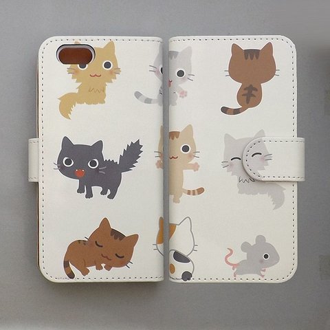 『全機種対応』【手帳型スマホケース】『カバー』『猫』『ねずみ動物』かわいい【ねこ】194