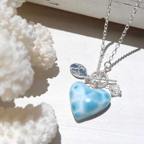 ❁Mermaid larimar heart necklace silver925❁