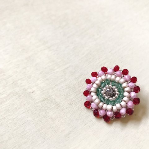 flower  brooch(aquablue×pink)