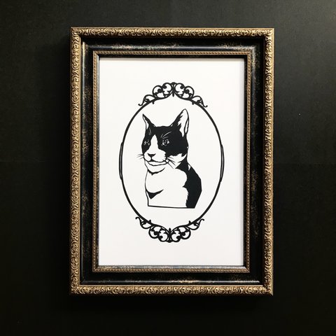 猫の肖像画　　切り絵ポスター