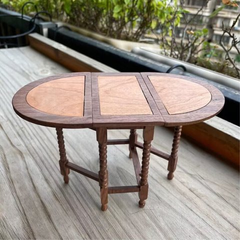 ミニチュア家具 テーブル クルミ/桜材 折り畳み 天然木 ドールハウス