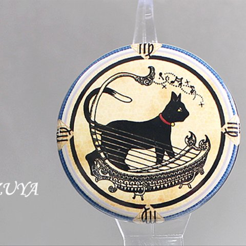 【乙女座】黒猫メヘンディ缶バッチ(38mm)◎送料込み◎