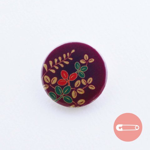 萩文様【31mm】紅_缶バッジ