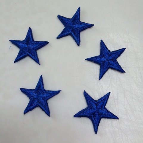 [再4]星 ワッペン ５枚ｾｯﾄ 青色