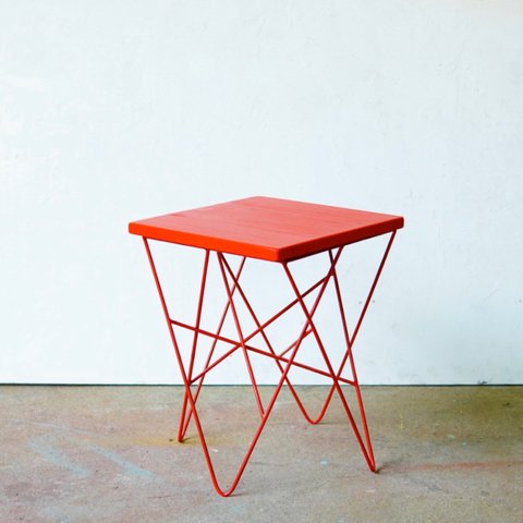 wire stool red