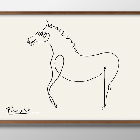 13951　■　A3　アートポスター『ピカソ　ホース　馬』絵画　イラスト　デザイン　マット　北欧