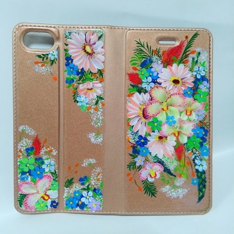 ✳オーダー品✳　らん♡らん 花盛り手帳型スマホケース