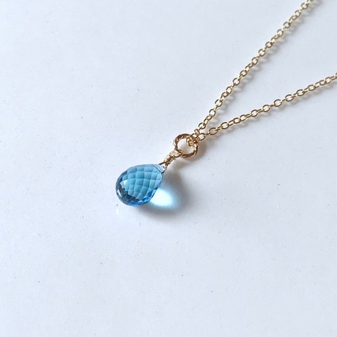 Swiss blue topaz AAA＋ スイスブルートパーズの首飾り 14kgf 