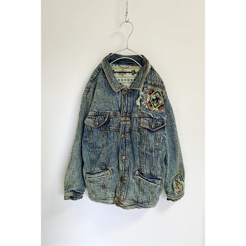 Vintage 80s-90s KANSAI O2 denim jacket レトロ ヴィンテージ 古着 山本寛斎 ケミカルウォッシュ 刺繍 デニム ジャケット