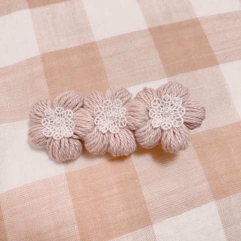 ぷっくり小花のヘアクリップ〜ピンク〜