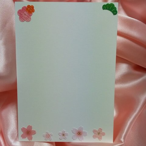 春の（桜と梅シール）メッセージカード （２枚１セット）