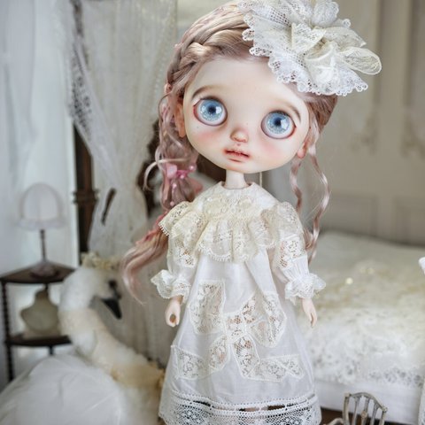 【限定品】ブライスアウトフィット BJD 人形 SD 服 "午後の日差し" フランスのアンティークレース