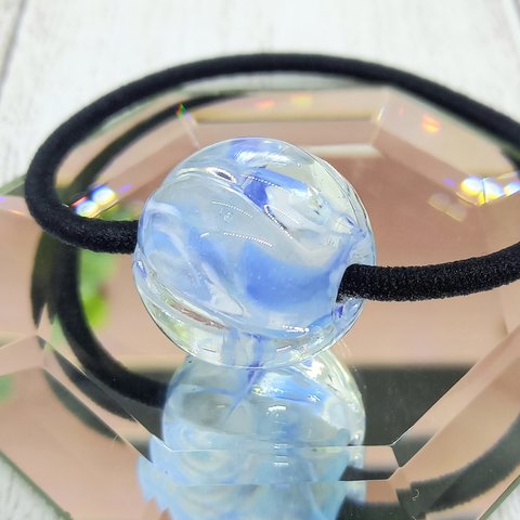[H-204]  万華鏡～青～ とんぼ玉・ヘアゴム