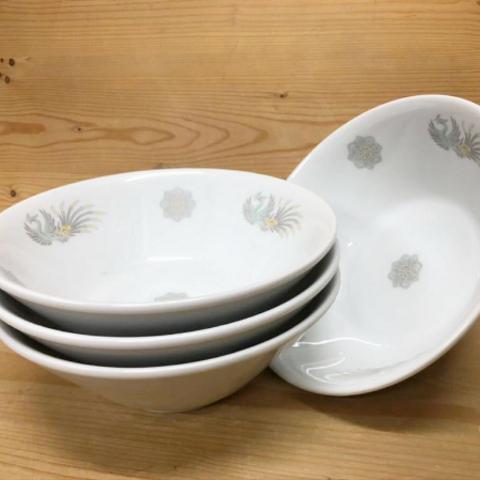 【新品】美濃焼製 白磁鳳凰切立図ラーメン鉢 4個セット 1個のサイズ/直径/約19.4cm×高さ/約7cm