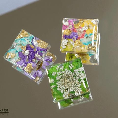 水中花*美しいフラワー押し花 帯留 三分紐専用