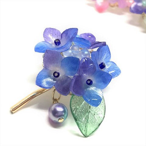 紫陽花のポニーフック(ブルー系)