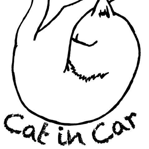 【ステッカー】白猫ニャンモナイト×Cat in car