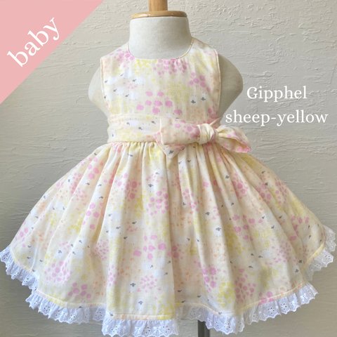 天使のドレスエプロン sheep-yellow / Babysize