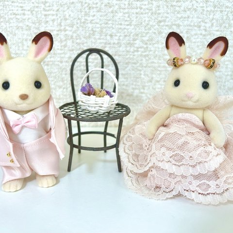 シルバニア　花嫁ウェディングドレス&花婿スーツのセット※希望もあれば人形もセットで購入可