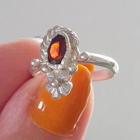 【14～15号】garnet ring silver925