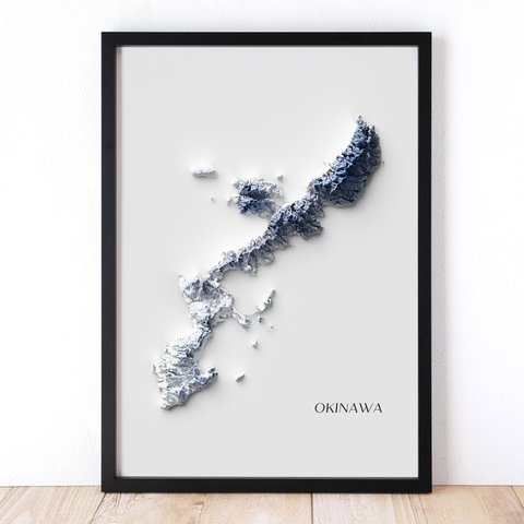 沖縄県/OKINAWA　立体的に見えるポスター/Topographic Map Poster　A3 B3