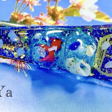 和風 夜桜 桜 さくら 牡丹 池 金魚 猫ちゃん ヘアクリップ