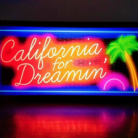 アメリカン雑貨 カリフォルニア ドリーミン サーフィン 夕焼け サイン 置物 雑貨 LED2wayライトBOX