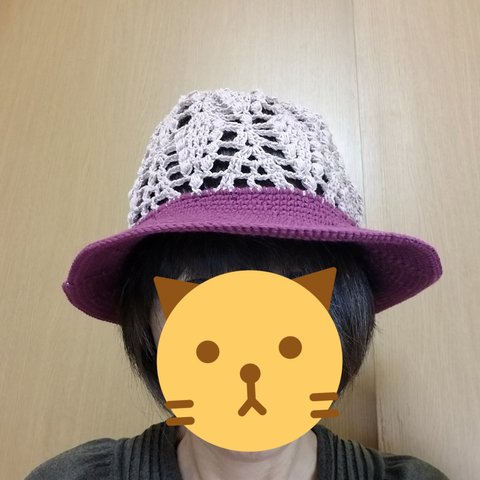 フィットする日よけ帽子　赤紫×ピンク