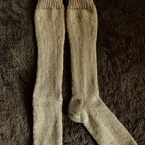 男性用手編み靴下ハイソックス　メリノウール使用