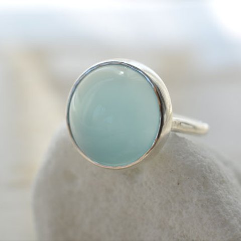 Blue chalcedony　Bezel setting ring　ブルーカルセドニー リング　